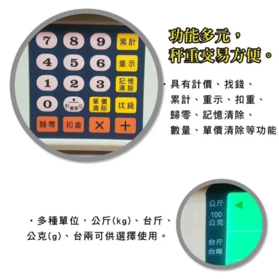 ADP-30電子計價秤 8 ADP計價秤按鍵功能