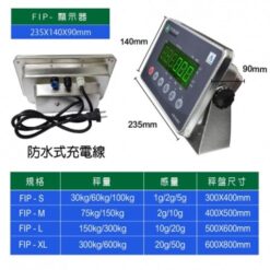 FIP不鏽鋼計重電子台秤 9 FIP不鏽鋼計重電子台秤秤重規格