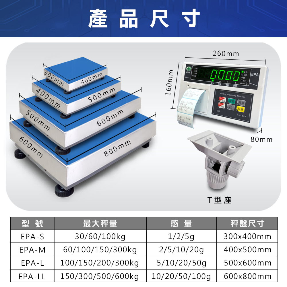 EPA崁入式標籤機電子秤 3 EPA崁入式標籤機電子秤尺寸