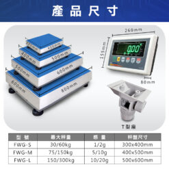 FWG電子計重台秤尺寸