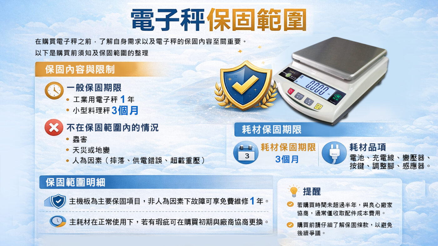 電子秤保固範圍