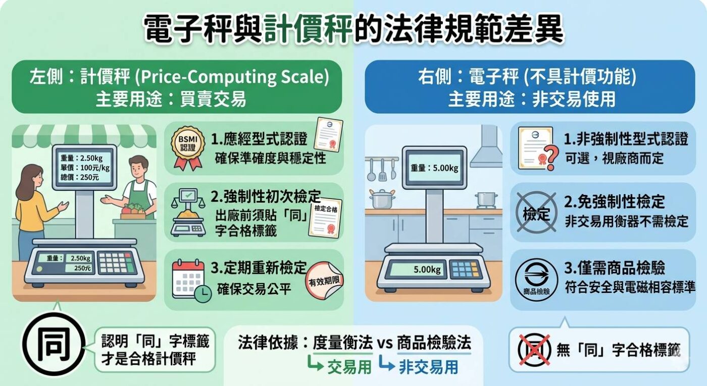 電子秤與計價秤的法律規範差異|商用必看,避免違規受罰 1 電子秤與計價秤的法律規範差異|商用必看,避免違規受罰(摘要圖)