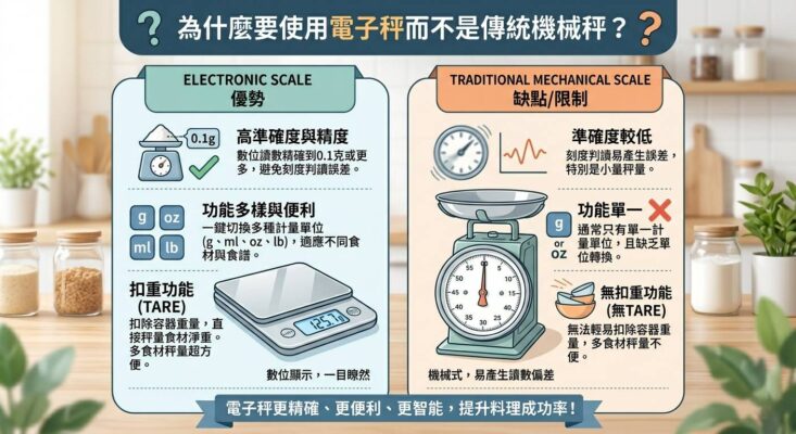 為什麼要使用電子秤而不是傳統機械秤？優缺點與選擇指南(摘要圖)